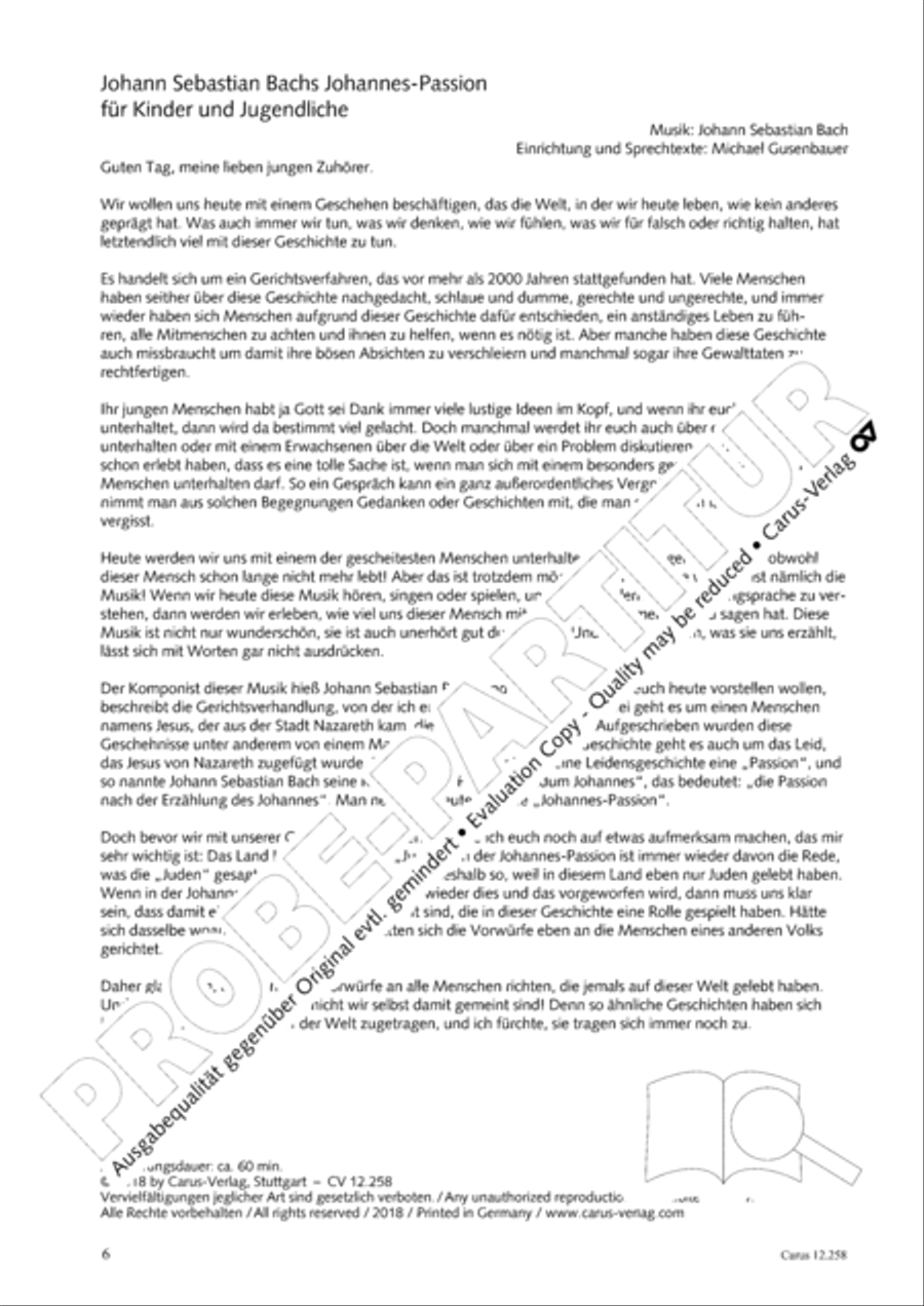 Johann Sebastian Bachs Johannes-Passion fur Kinder und Jugendliche STB scores gallery preview page 7