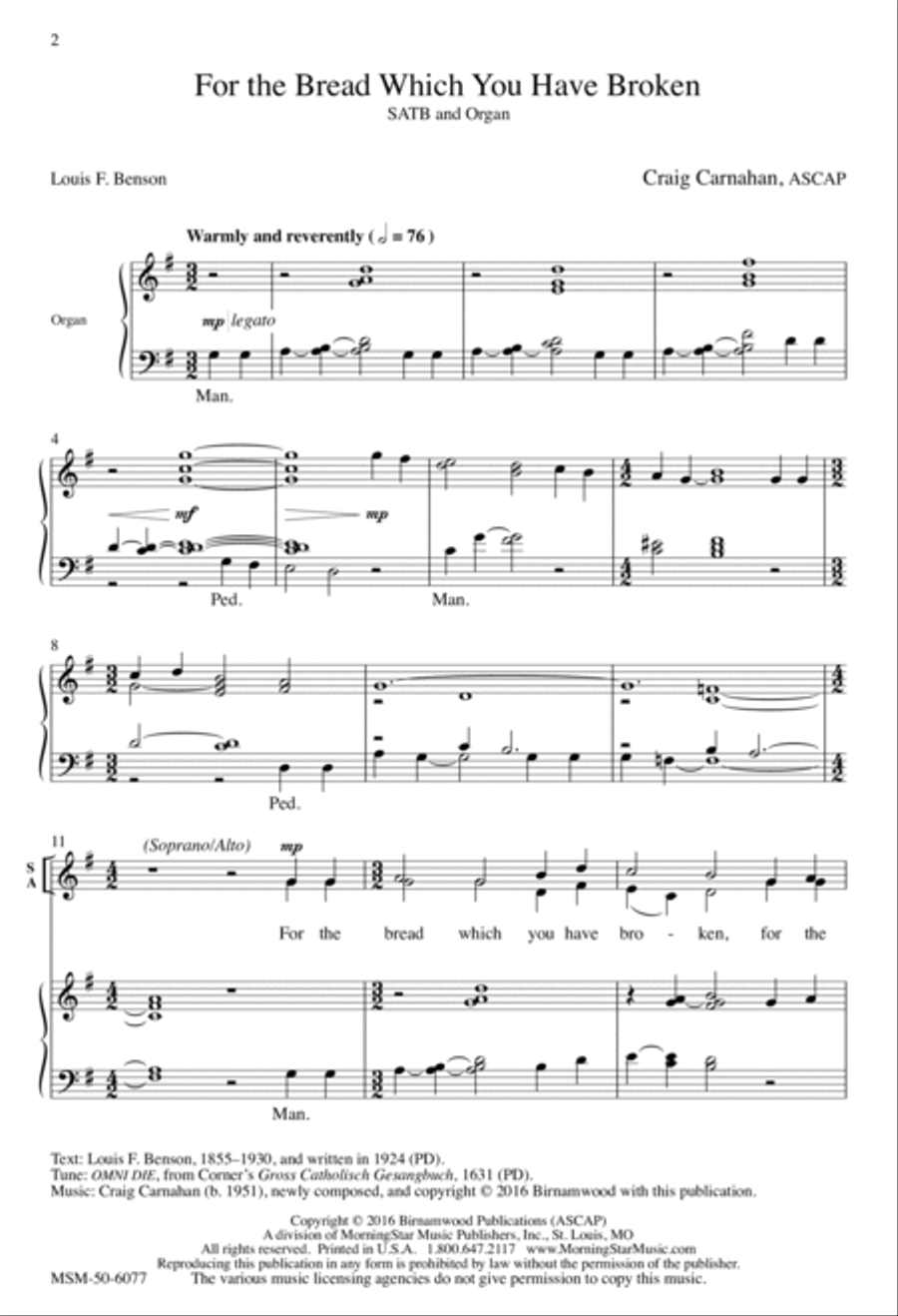 For the Bread Which You Have Broken 4-Part scores gallery preview page 2