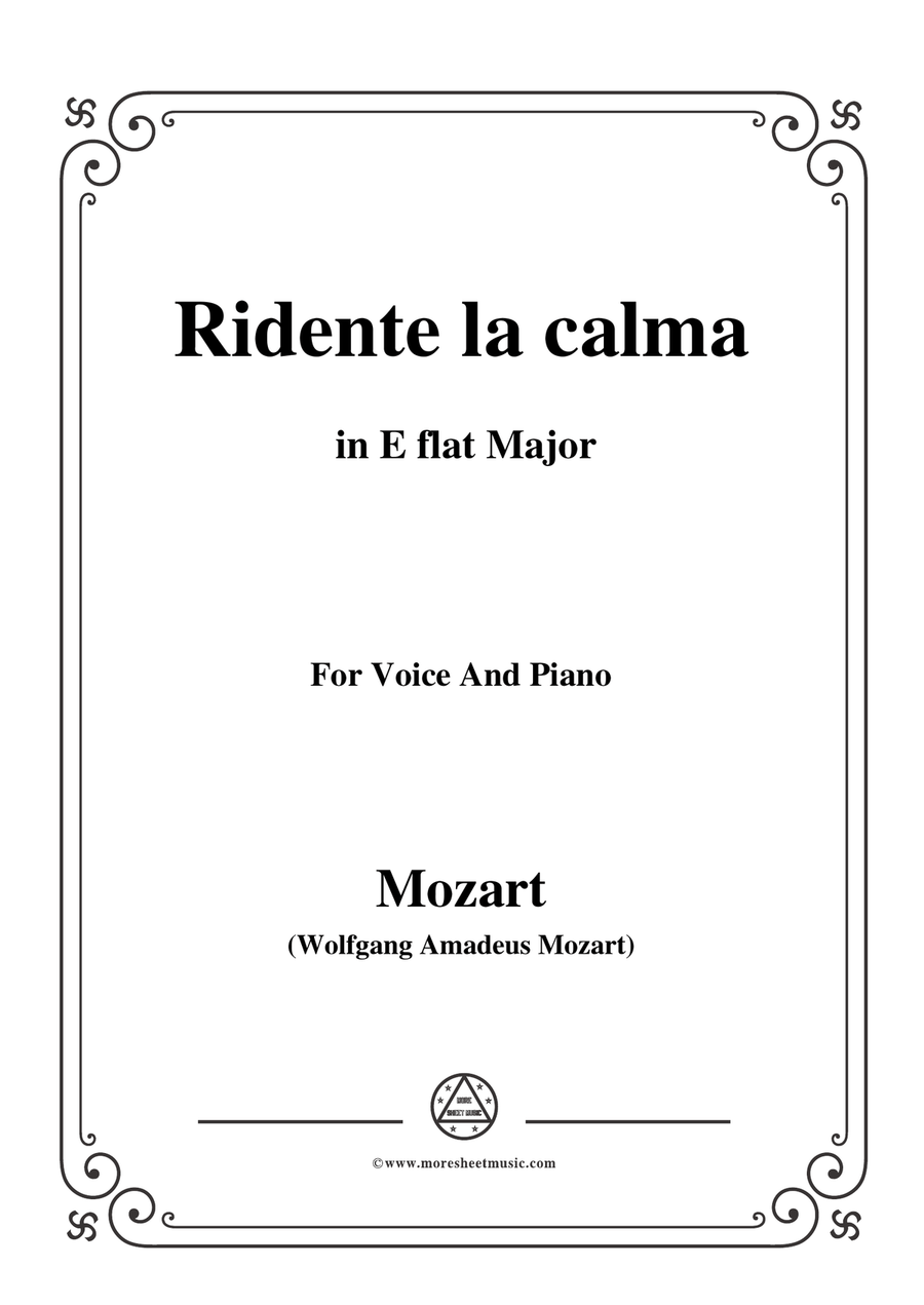 Mozart-Ridente la calma,in E flat Major,for Voice and Piano Piano, Vocal scores gallery preview page 1