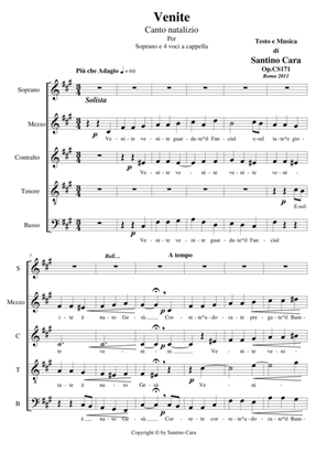 Venite - Soprano solo and Choir MATB a cappella