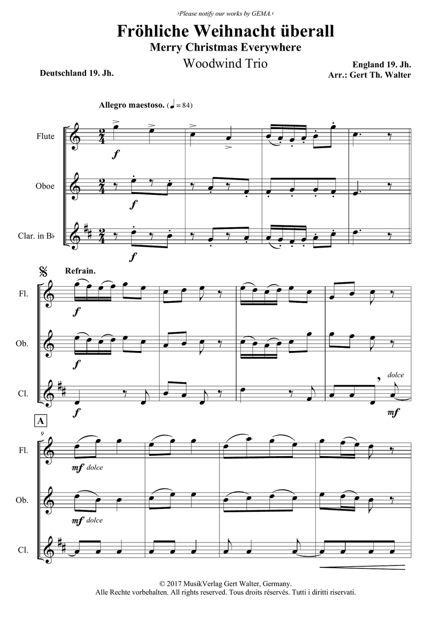 Merry Christmas Everywhere Woodwind Trio scores gallery preview page 1