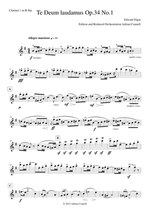 Elgar - Te Deum - Reduced Orchestration - Clarinet 1