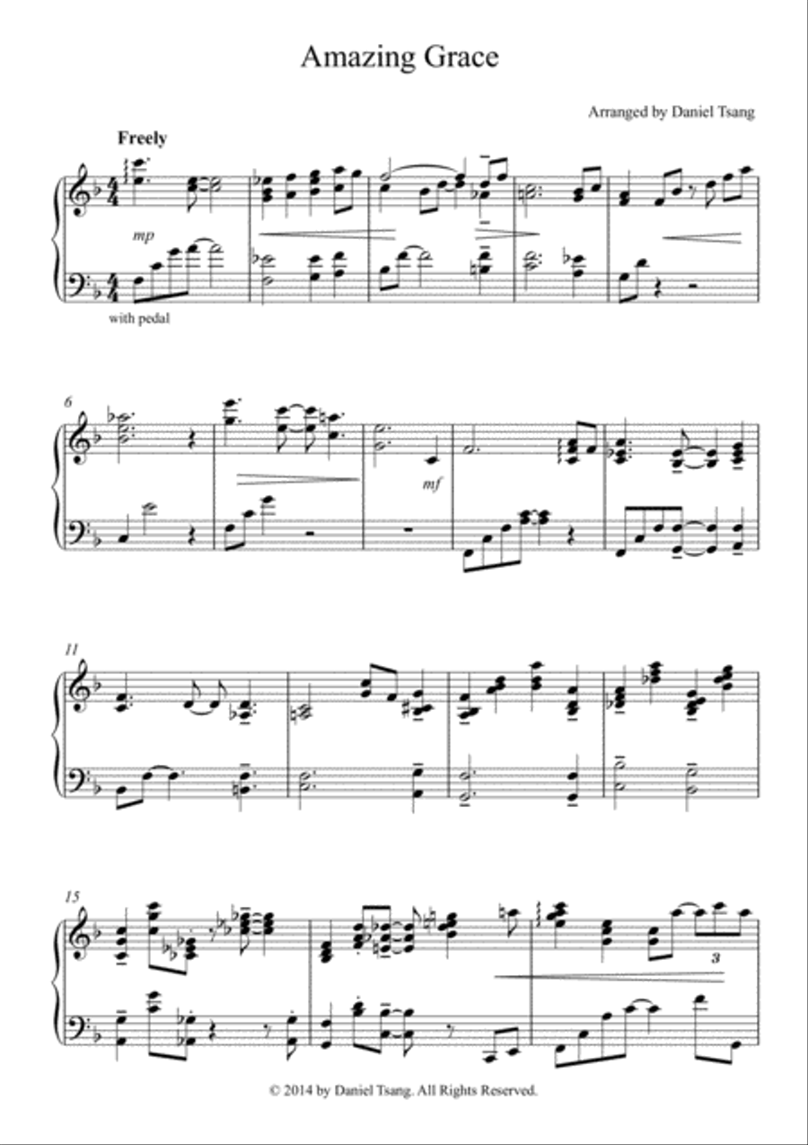 Amazing Grace Piano Solo scores gallery preview page 1