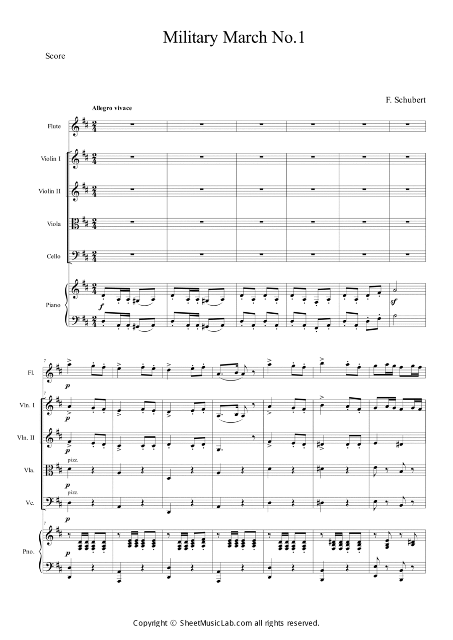 Military March No.1 (Easy and Short) Orchestra scores gallery preview page 1