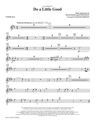 Book cover for Do A Little Good (from Spirited) (arr. Roger Emerson) - Tenor Saxophone