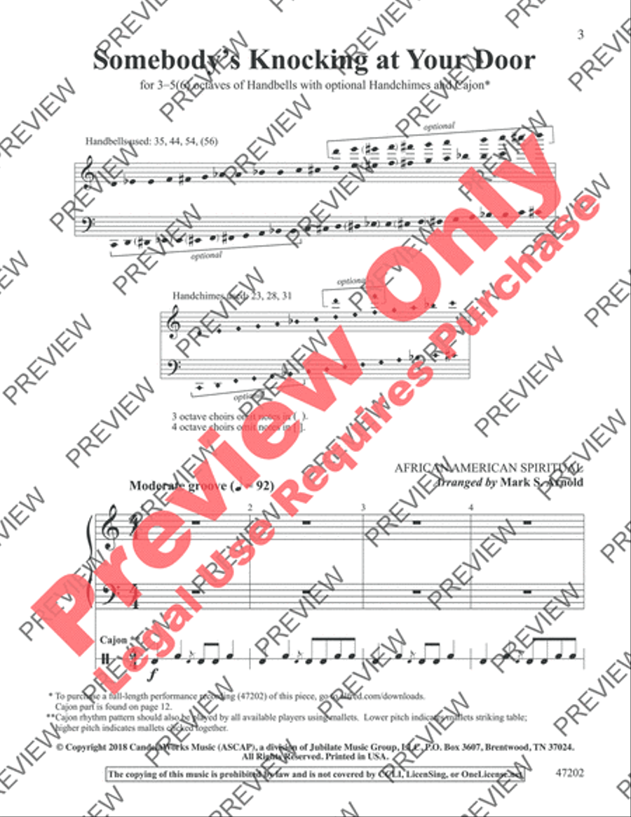 Somebody's Knocking at Your Door Handbell Choir scores gallery preview page 3