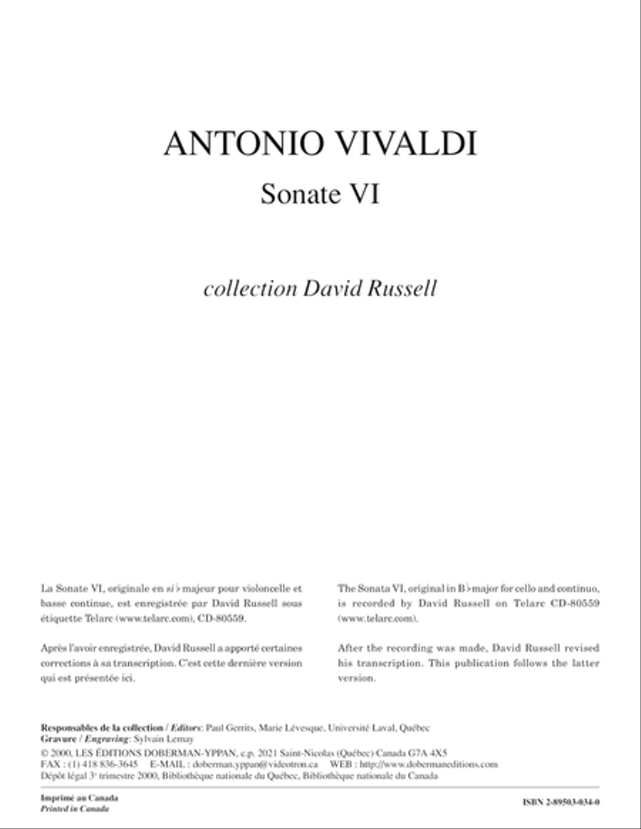 Sonate VI, RV 46 Sonate VI, RV 46 Classical Guitar scores gallery preview page 1