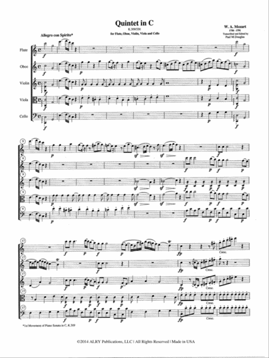Quintet in C Major, K. 309/330 School and Community scores gallery preview page 2