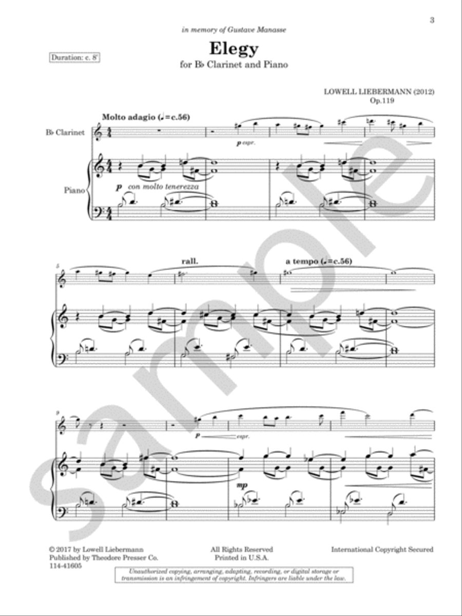 Elegy Elegy Chamber Music scores gallery preview page 3