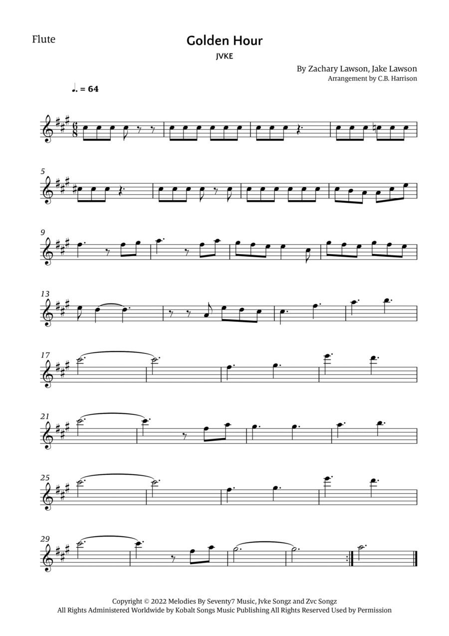 Golden Hour Flute Solo scores gallery preview page 1