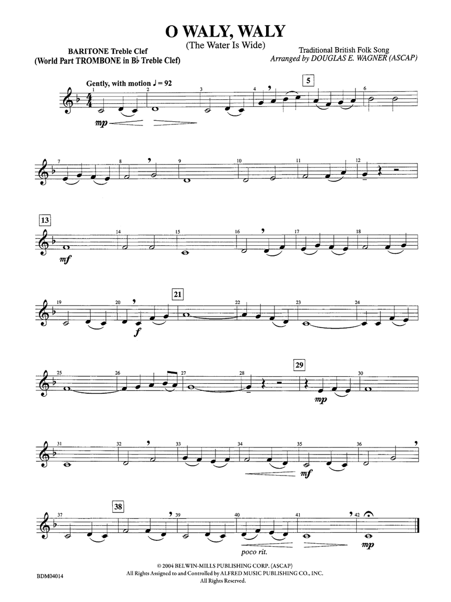 O Waly, Waly (The Water Is Wide): Baritone T.C.