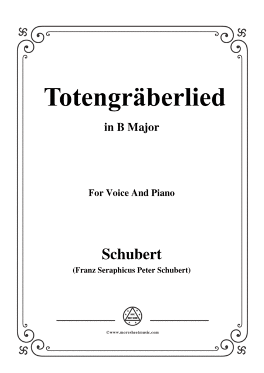 Schubert-Totengräberlied(Gravedigger's Song),D.44,in B Major,for Voice&Piano Voice scores gallery preview page 1