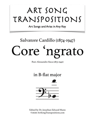 CARDILLO: Core 'ngrato (transposed to B-flat major, bass clef)
