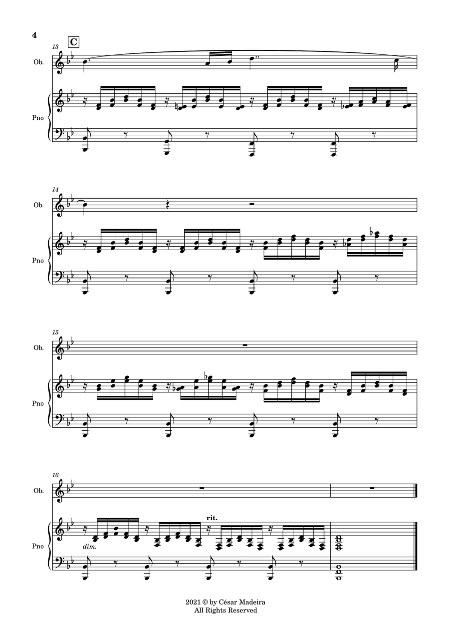Ave Maria by Schubert - Oboe and Piano (Full Score and Parts) Piano scores gallery preview page 5