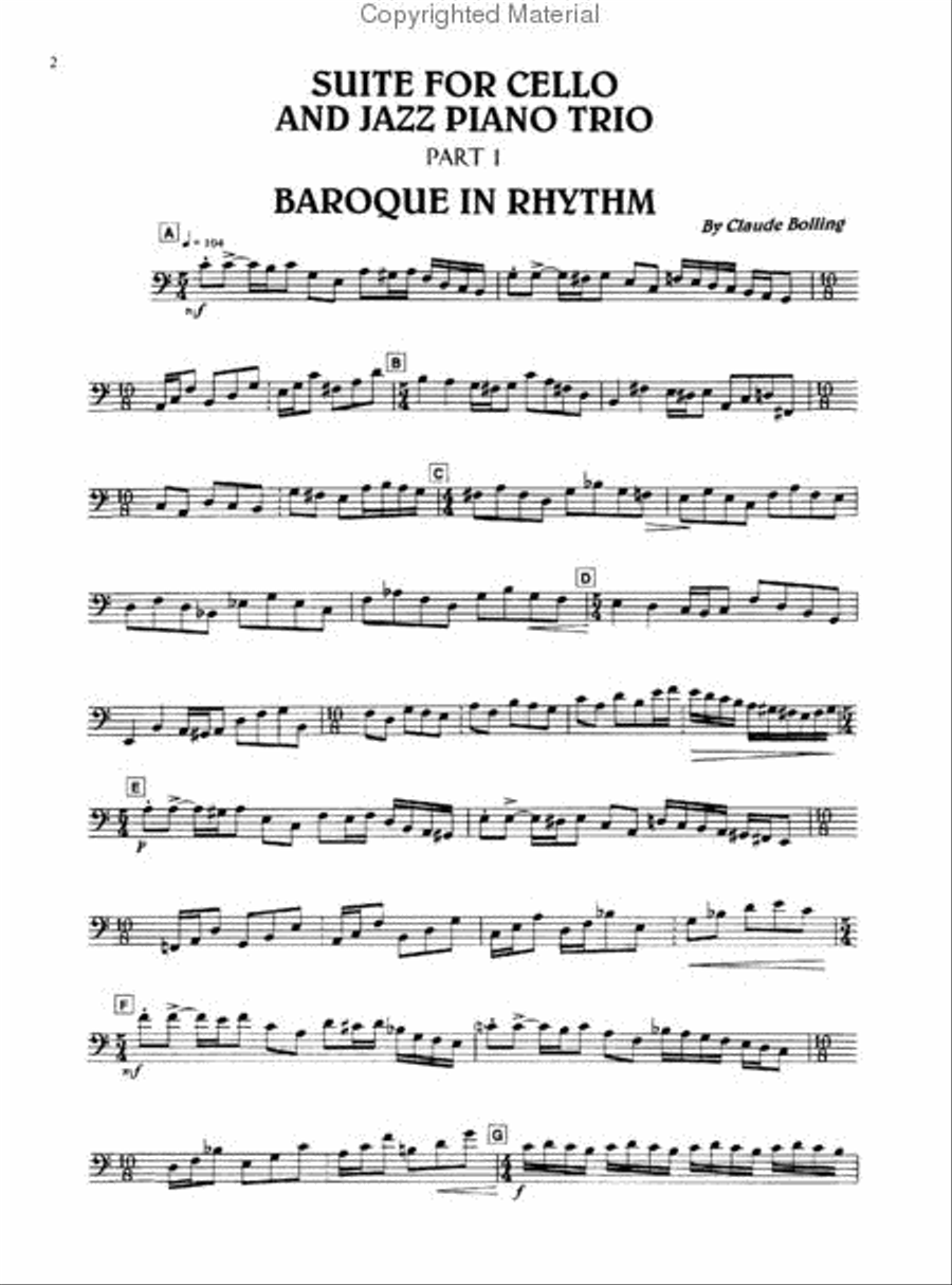 Claude Bolling - Suite for Violoncello and Jazz Piano Trio Cello scores gallery preview page 2