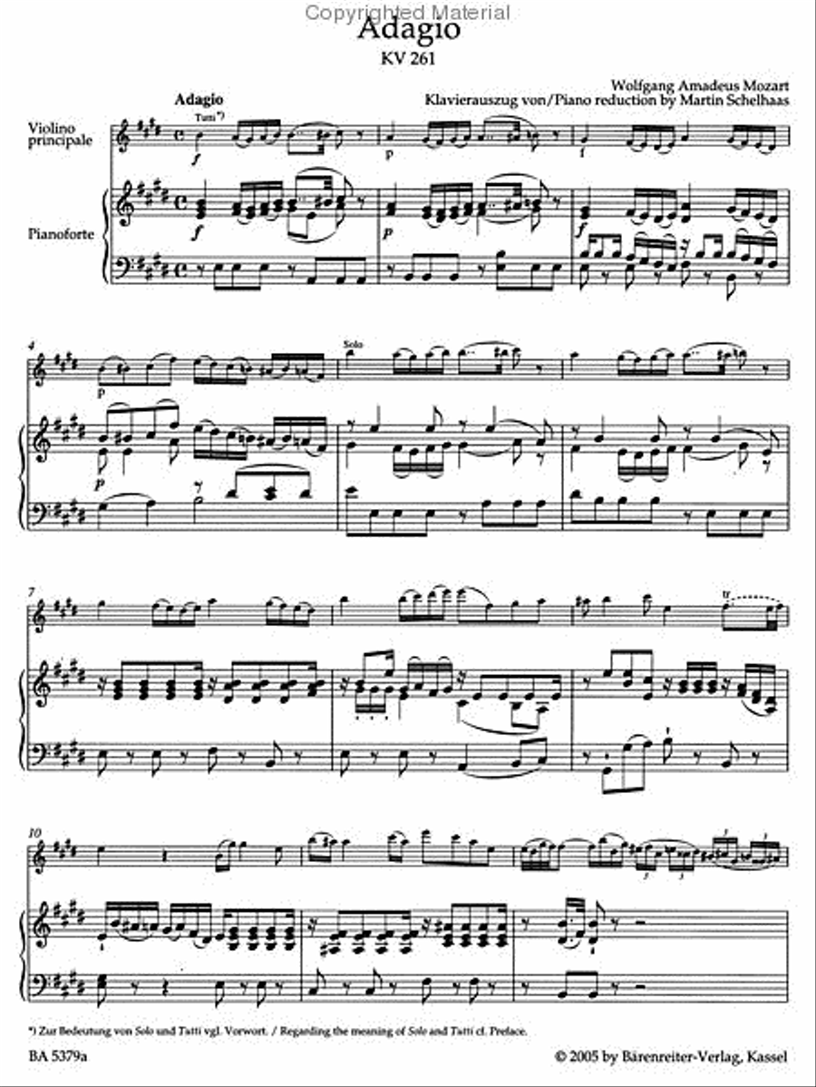 Einzelsatze for Violin and Orchestra KV 261, 269 (261a), 373 Violin Solo scores gallery preview page 3