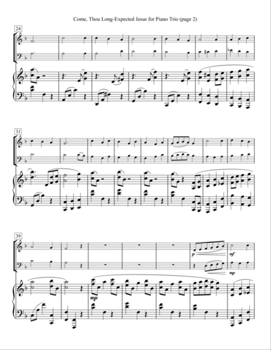 Come, Thou Long-Expected Jesus for Piano Trio Come, Thou Long-Expected Jesus for Piano Trio Piano Trio scores gallery preview page 2
