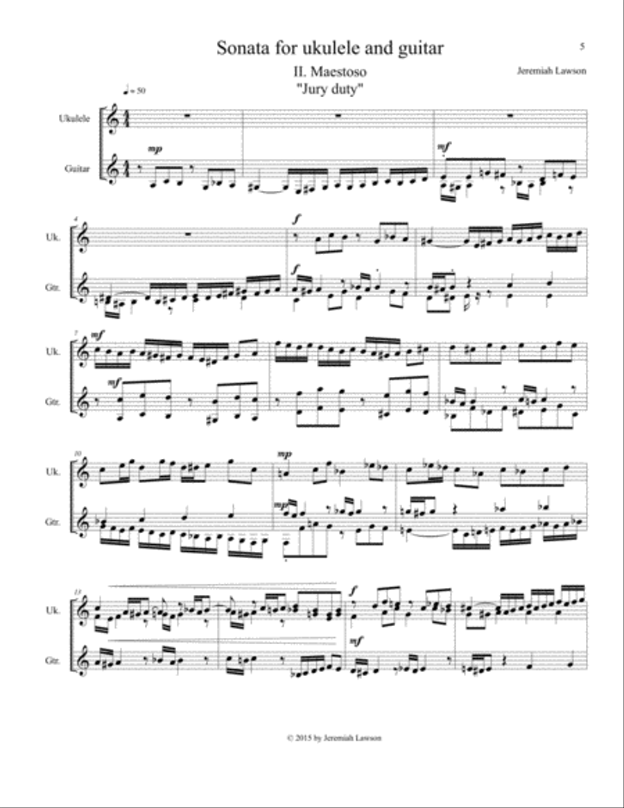 Sonata for ukulele and guitar Classical Guitar scores gallery preview page 5