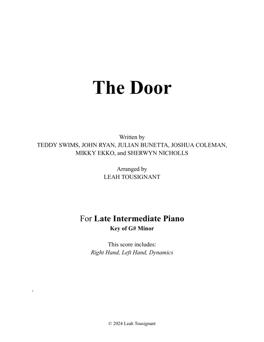 The Door Piano Solo scores gallery preview page 1