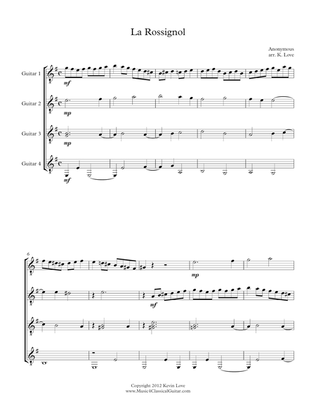 Book cover for La Rossignol (Guitar Quartet) - Score and Parts