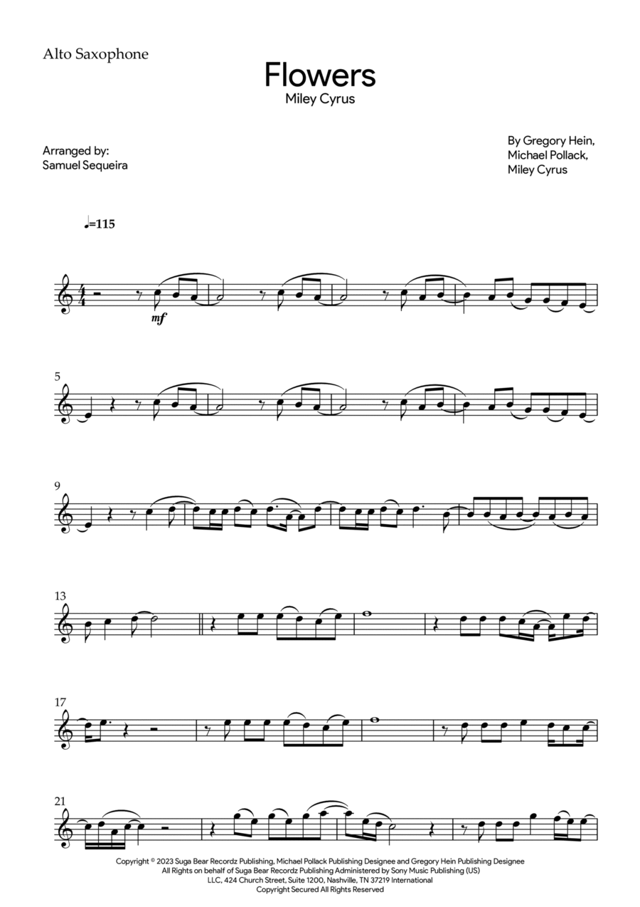 Flowers Flowers Alto Saxophone scores gallery preview page 1