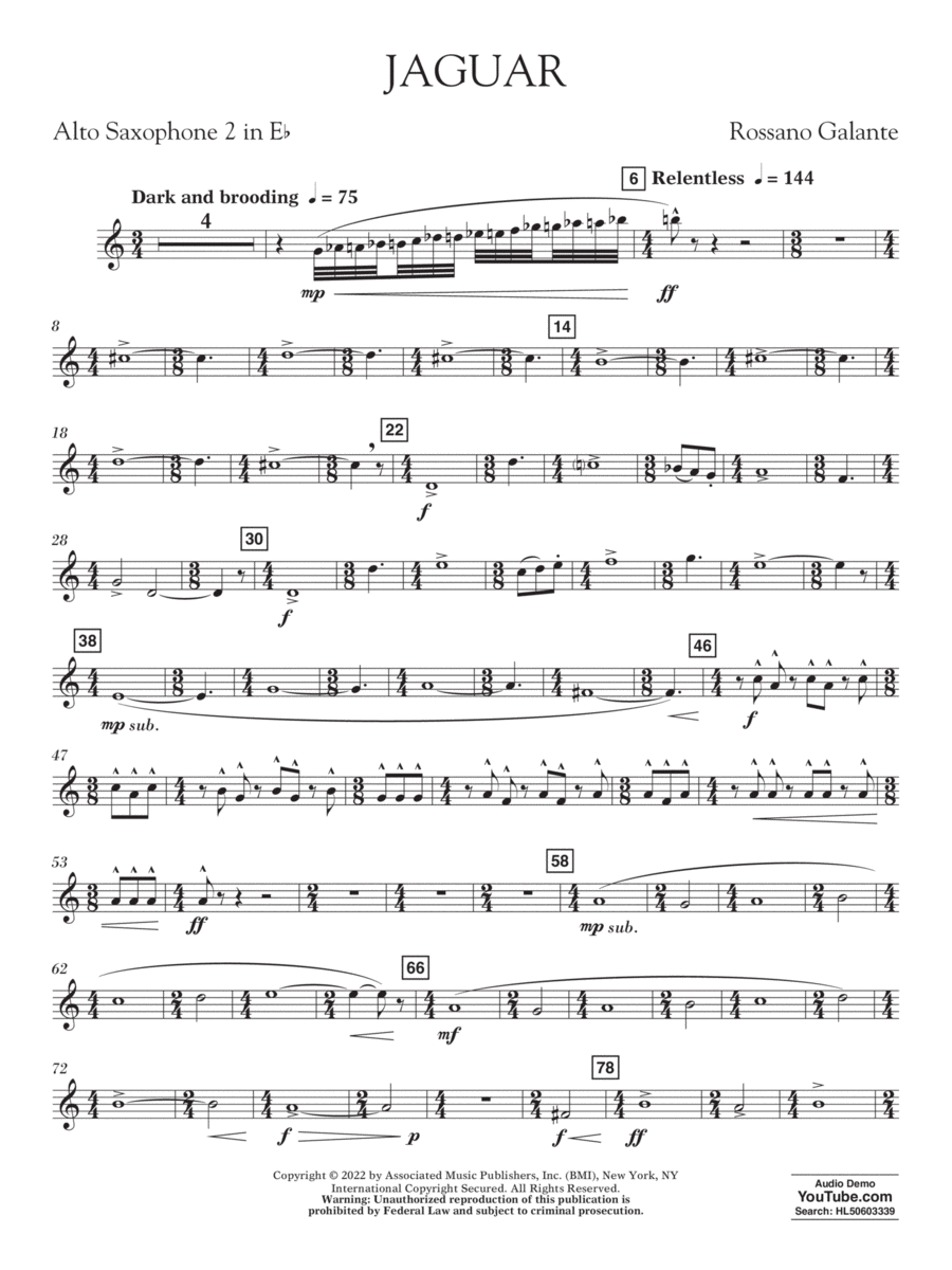 Jaguar - Eb Alto Saxophone 2 Concert Band scores gallery preview page 1