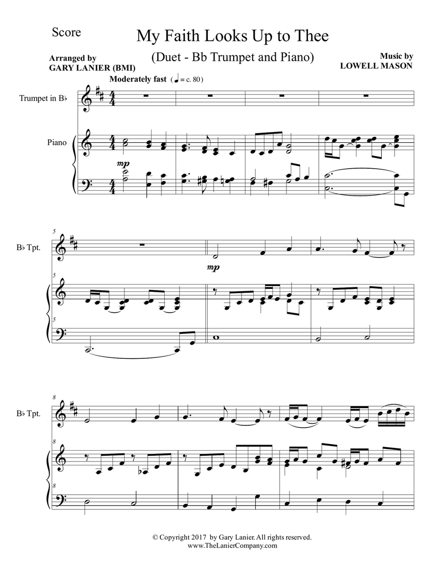 3 Hymns of Faith, Blessing & Praise (For Bb Trumpet & Piano with Score/Parts) B-Flat Trumpet scores gallery preview page 2