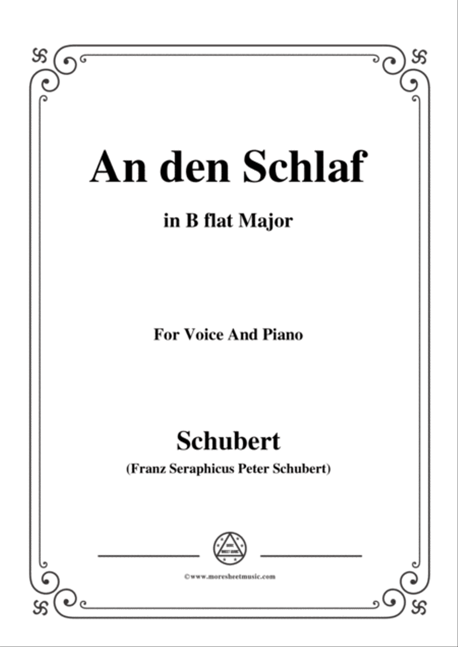 Schubert-An den Schlaf,in B flat Major,for Voice&Piano Voice scores gallery preview page 1