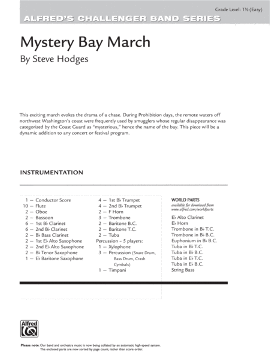 Mystery Bay March: Score Mystery Bay March: Score Concert Band scores gallery preview page 1