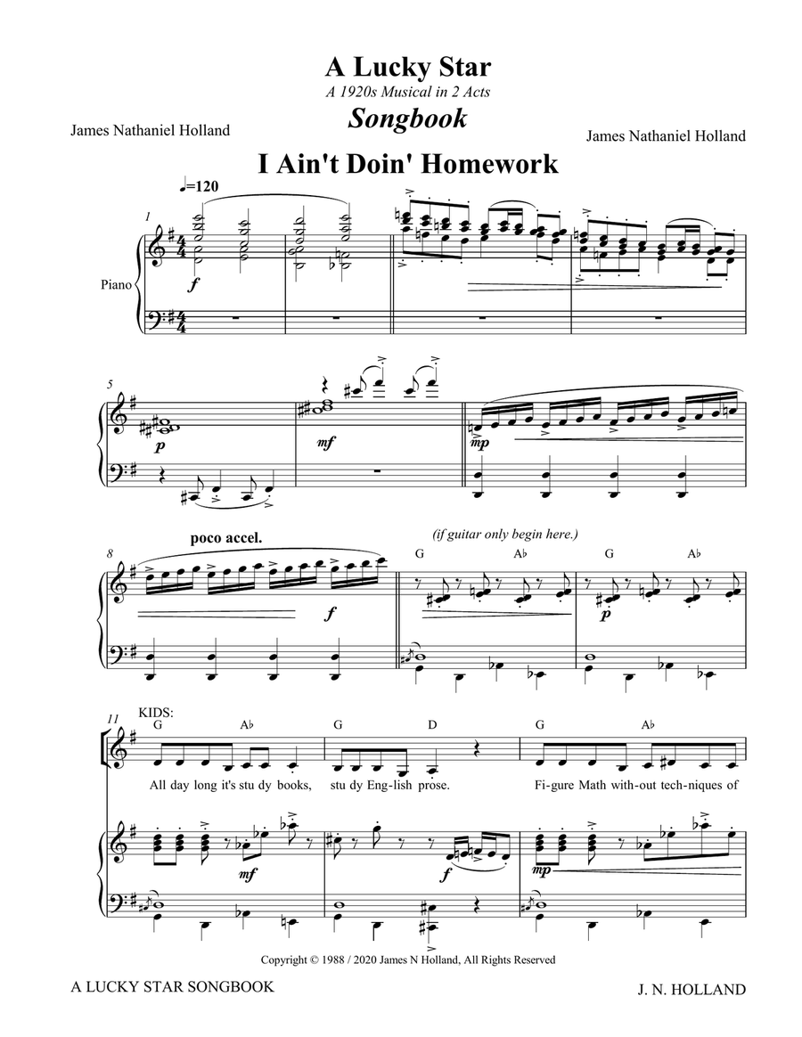 A Lucky Star, A 1920s Musical in 2 Acts Songbook 4-Part scores gallery preview page 5