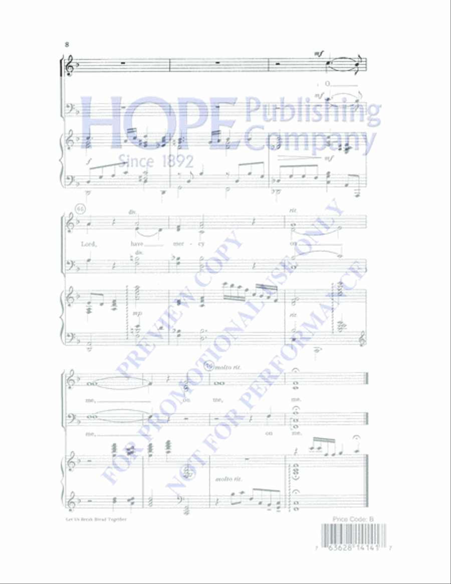 Let Us Break Bread Together SSATB scores gallery preview page 8