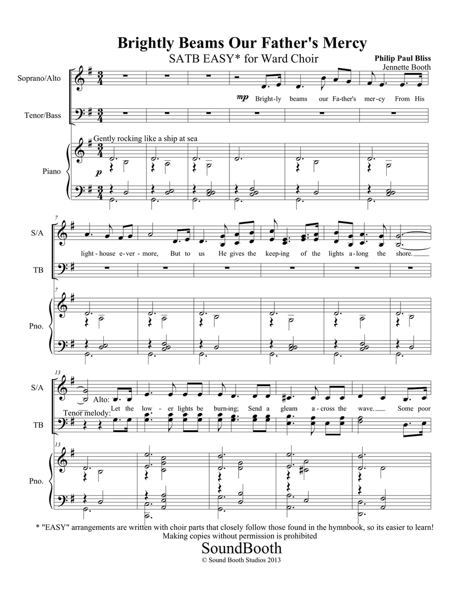 Brightly Beams Our Father's Mercy SATB Easy 4-Part scores gallery preview page 1