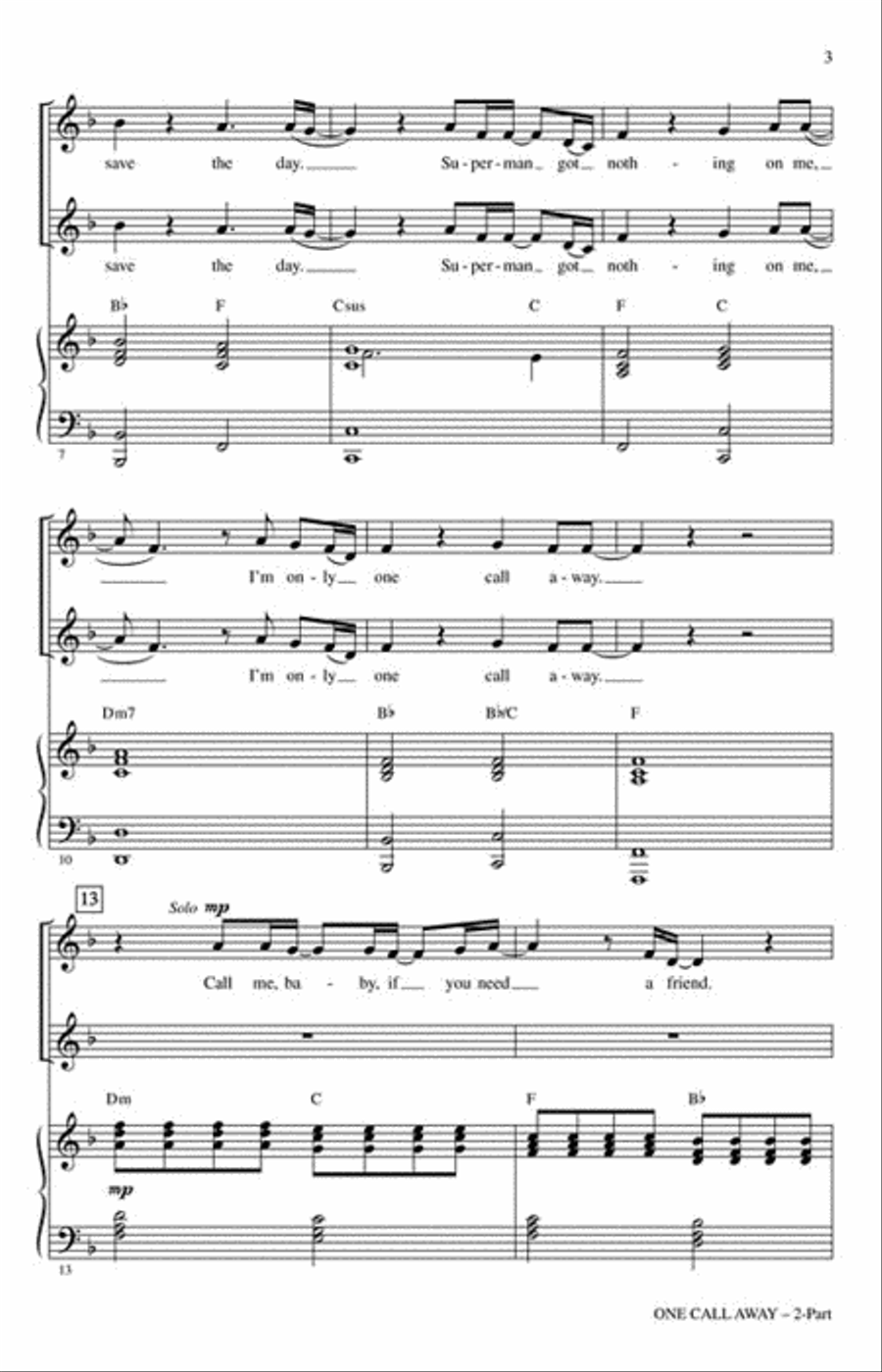 One Call Away One Call Away 2-Part scores gallery preview page 3