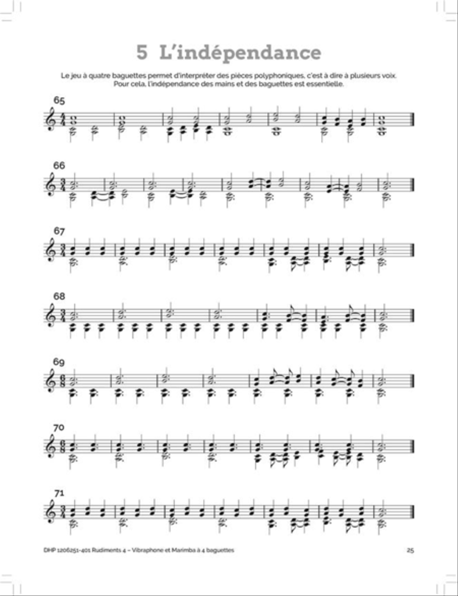 Rudiments 4 - Vibraphone et Marimba à 4 baguettes Marimba scores gallery preview page 3