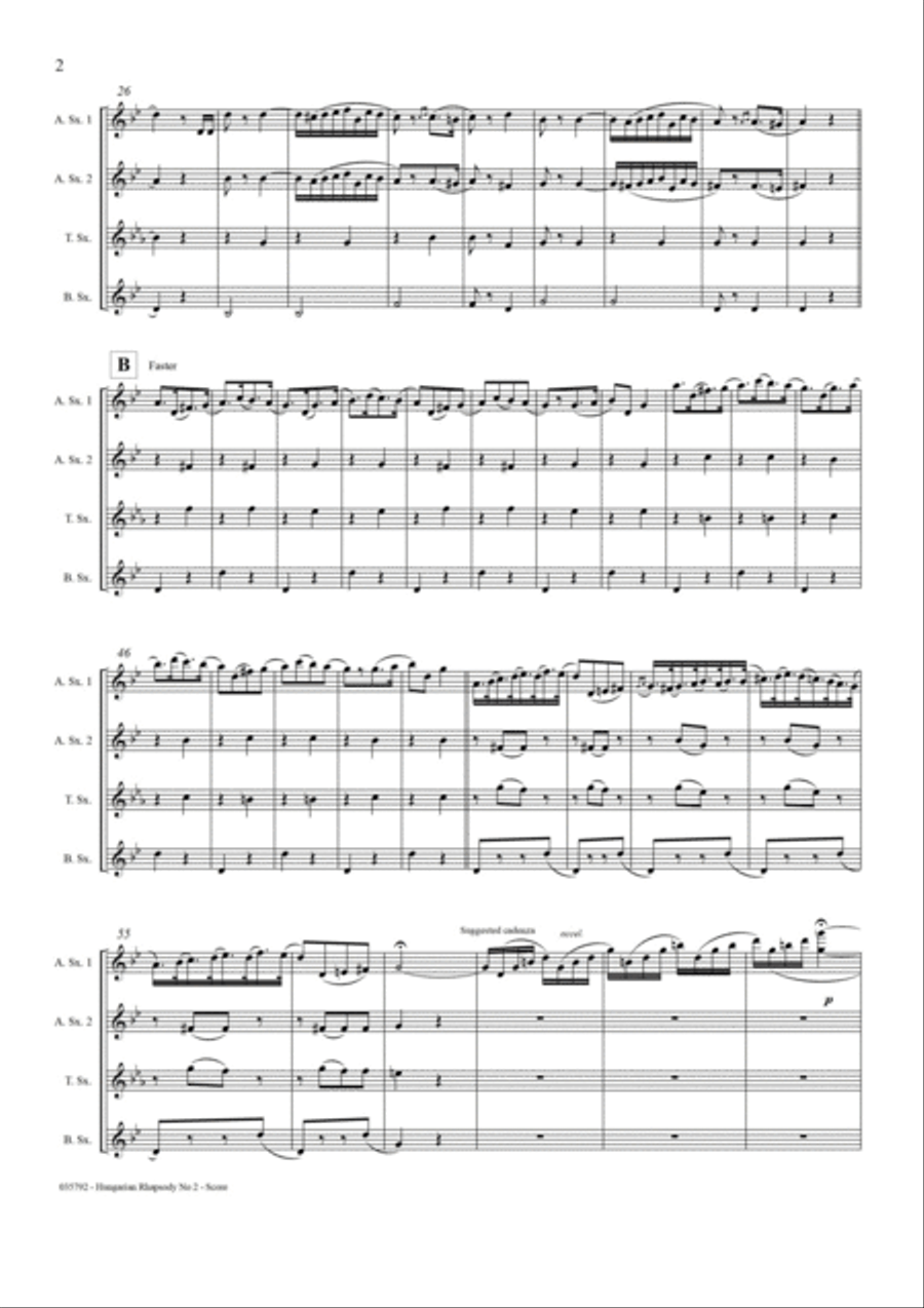 HUNGARIAN RHAPSODY NO 2 – SAXOPHONE QUARTET Saxophone Quartet scores gallery preview page 3