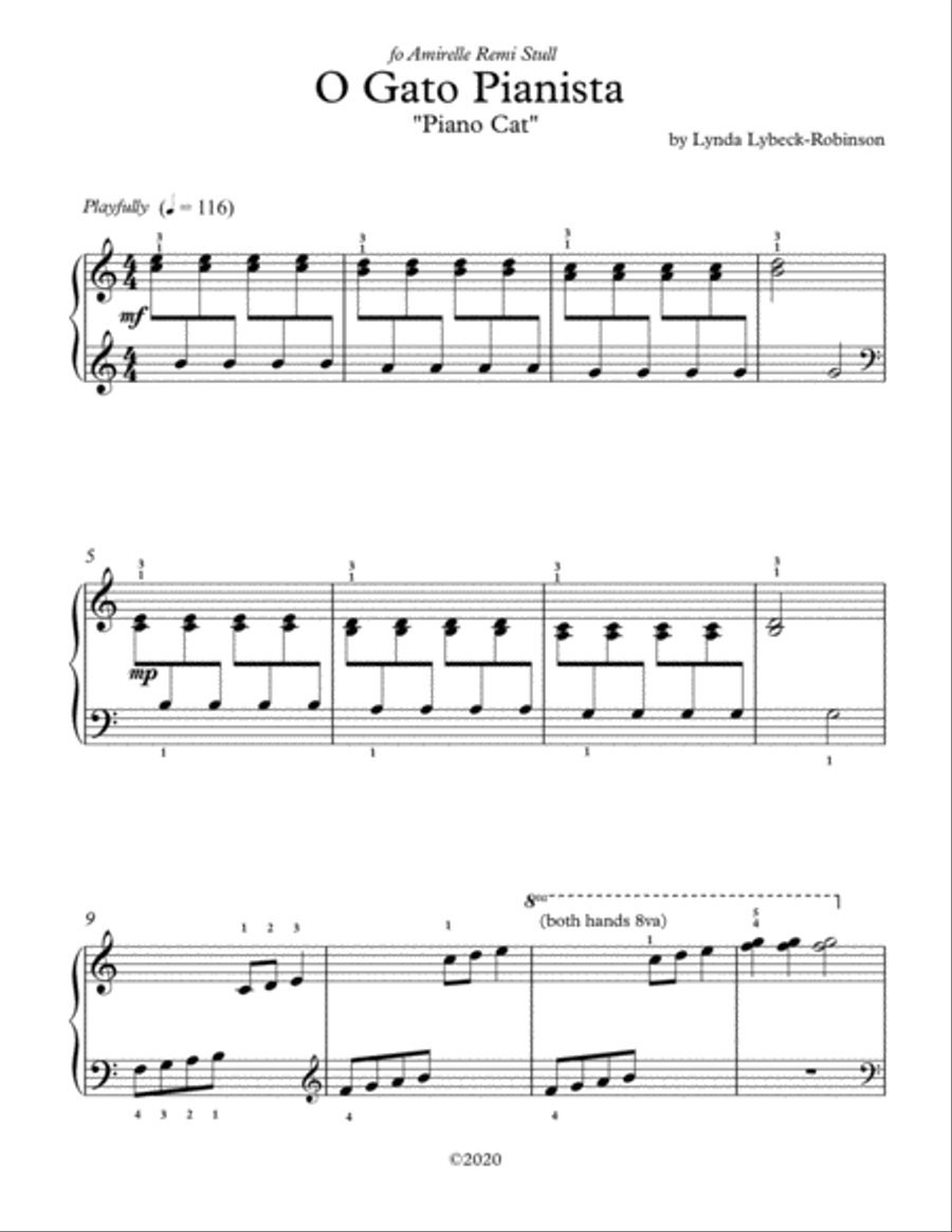 O Gato Pianista (Piano Cat) Easy Piano scores gallery preview page 1