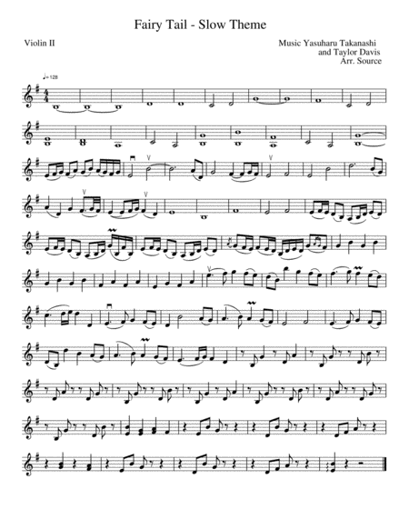 Violin II part to Trio on Fairy Tail Theme from Fairy Tail image number null