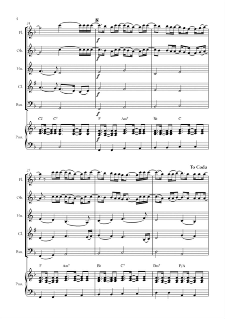 When We Were Young Woodwind Quintet scores gallery preview page 4