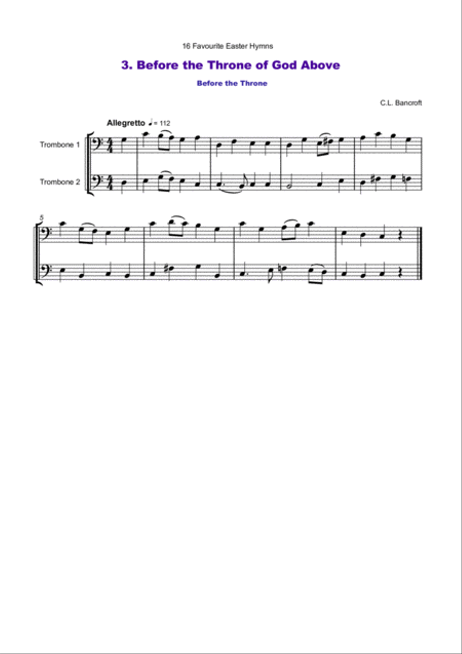 16 Favourite Easter Hymns for Trombone Duet Trombone Duet scores gallery preview page 4