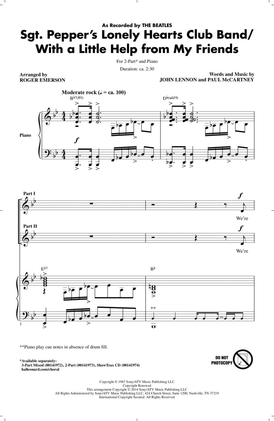 Sgt. Pepper's Lonely Hearts Club Band 2-Part scores gallery preview page 1