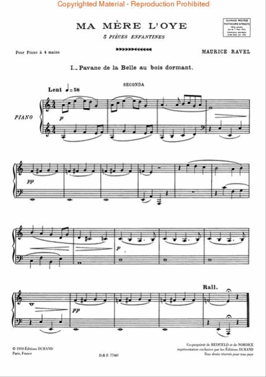 Ma Mère L'oye – 5 Pièces Enfantines 1 Piano, 4-Hands scores gallery preview page 2