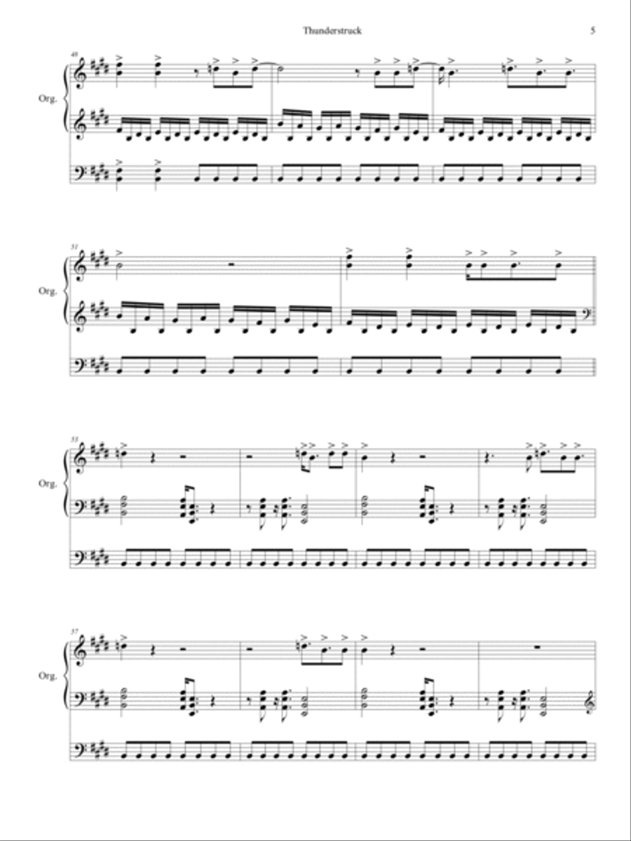 Thunderstruck Organ Solo scores gallery preview page 6
