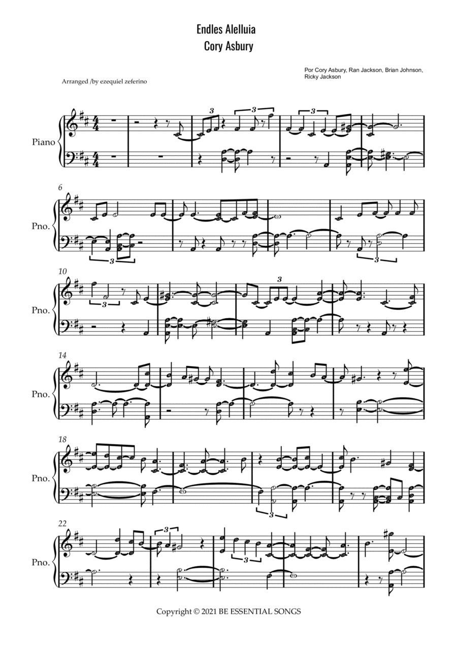 Endless Alleluia Easy Piano scores gallery preview page 1