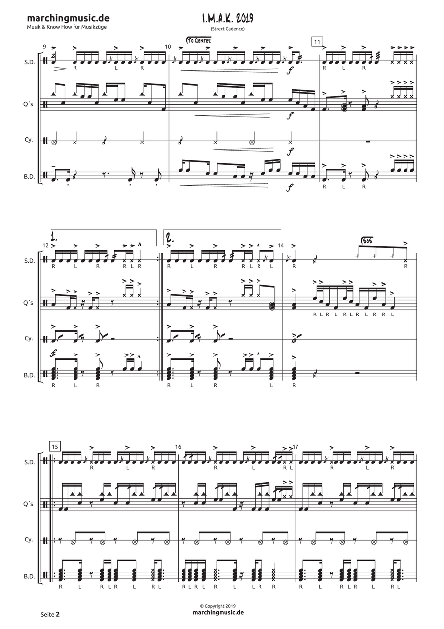 I.M.A.K. Cadence 2019 (Street Beat) Marching Band scores gallery preview page 3