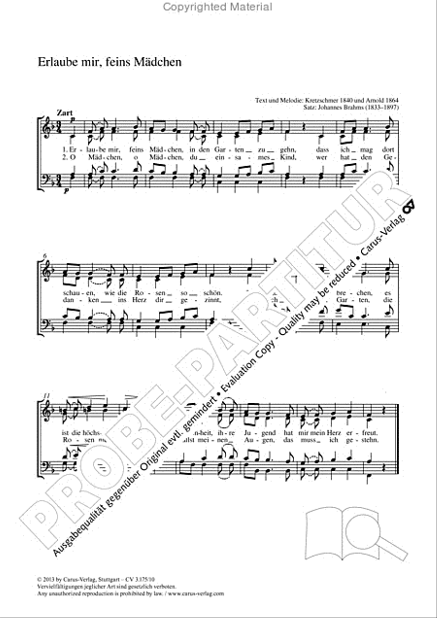 Erlaube mir, feins Madchen 4-Part scores gallery preview page 2