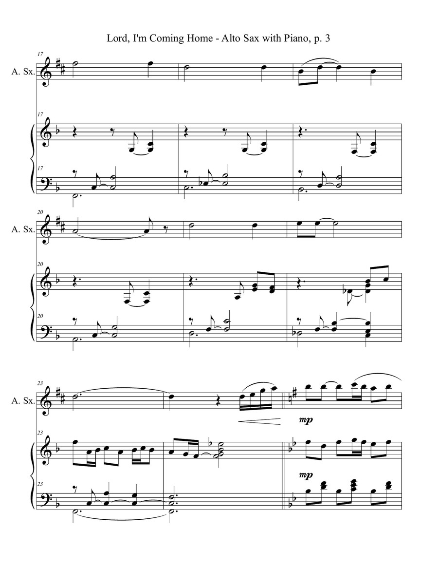 LORD, I'M COMING HOME (for Alto Sax and Piano with Score/Part) Alto Saxophone scores gallery preview page 4