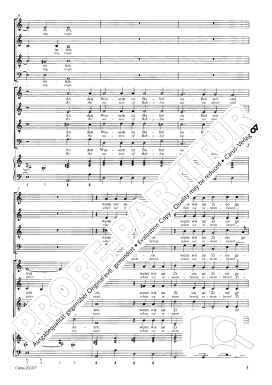 An den Wassern zu Babel sassen wir 4-Part scores gallery preview page 4