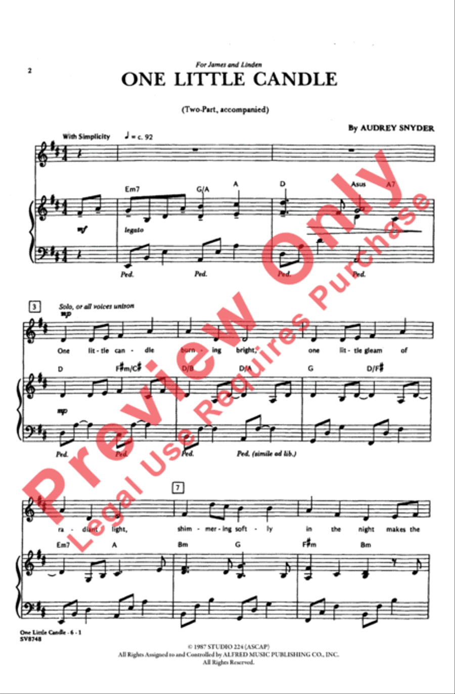 One Little Candle 2-Part scores gallery preview page 2