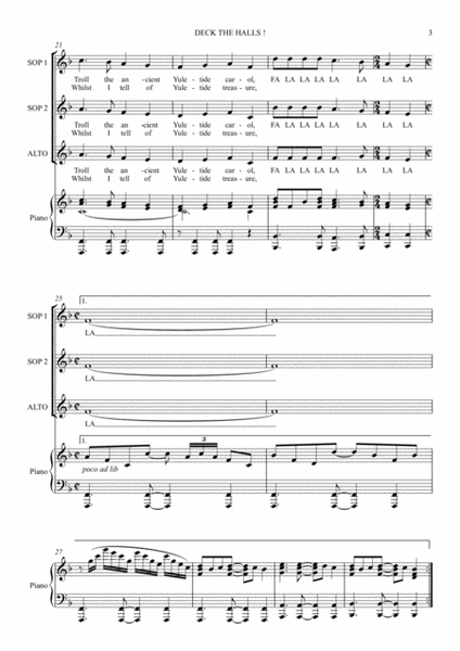 Deck The Halls! SSA with exciting piano arrangement