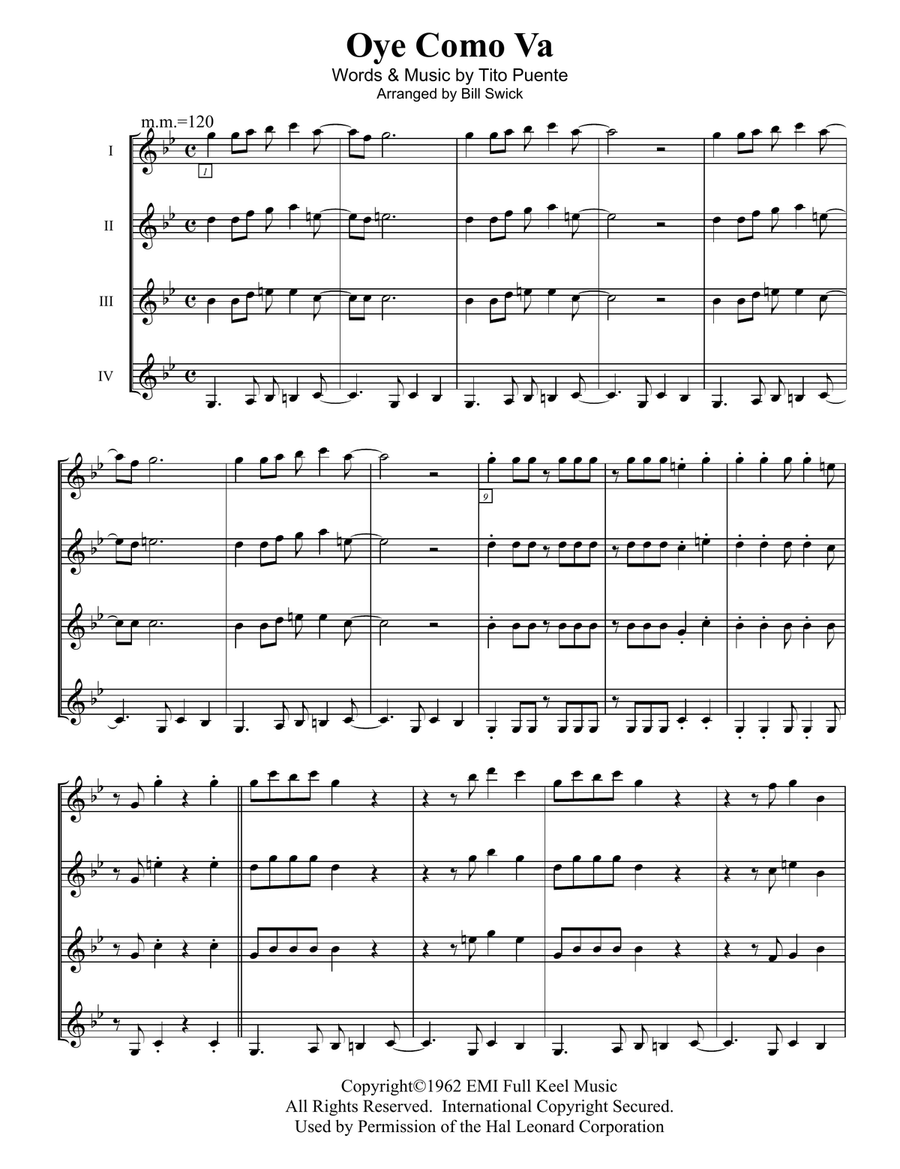 Oye Como Va Guitar Ensemble scores gallery preview page 1